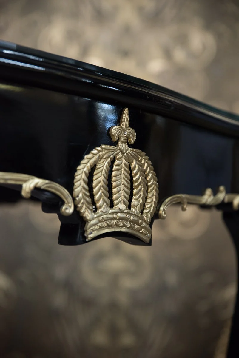 Pompöös by Baroque dining table with glass top black / gold - Pompöös Baroque dining table designed by Harald Glööckler