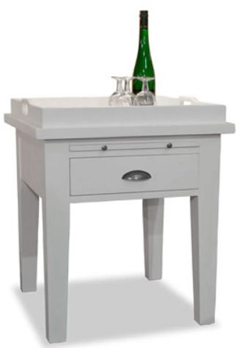 Country house style side table with removable tray white 60 x 68 x H. 60 cm - country house style furniture