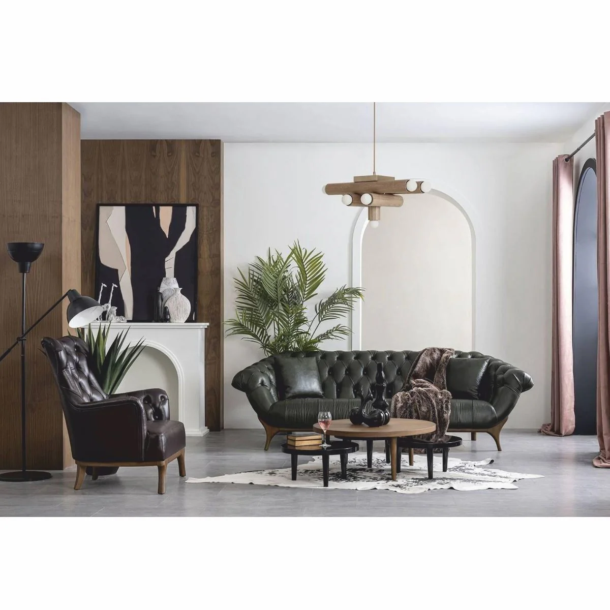 Luxury Chesterfield genuine leather armchair dark brown / brown - genuine leather furniture