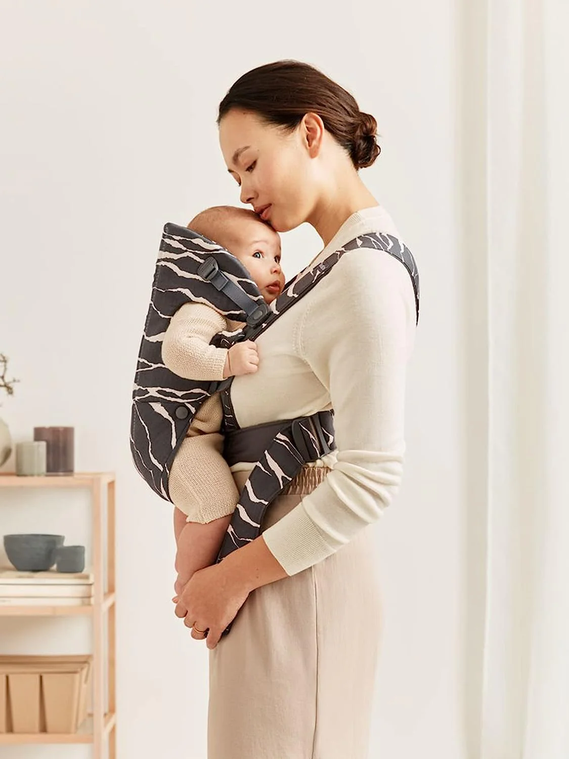 Babytrage Mini, 3D-Netz, Anthrazit/Leopard