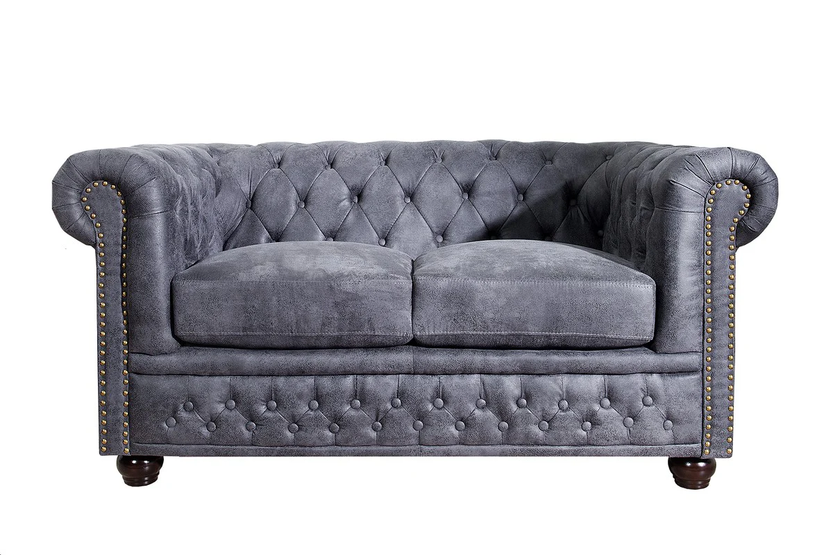 Chesterfield 2 seater sofa antique gray from the house - living room furniture - couch