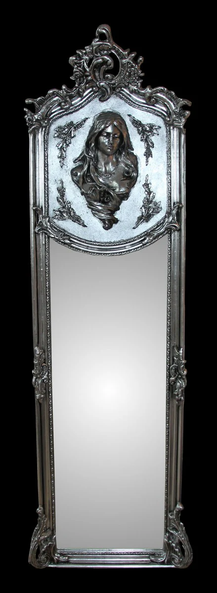 Luxury Baroque Wall Mirror Madonna Silver 175 x 55 cm - Solid and Heavy - Antique Style Mirror