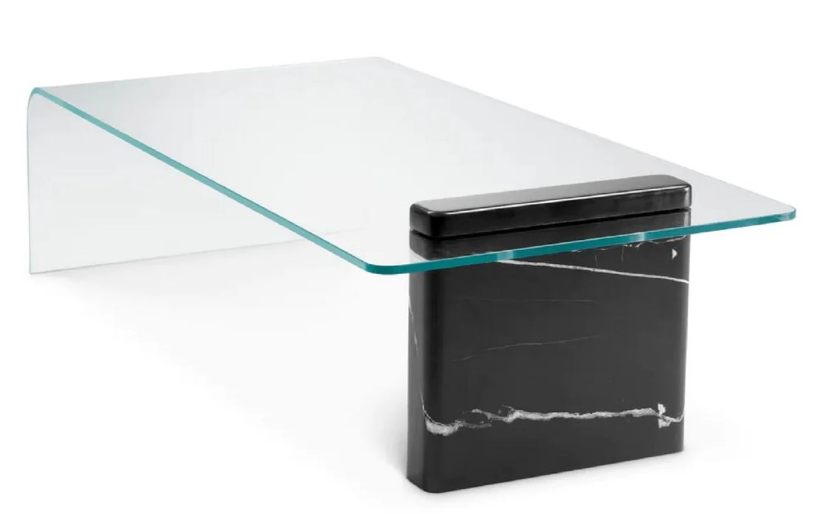Luxury coffee table with glass top black 133.5 cm - luxury furniture