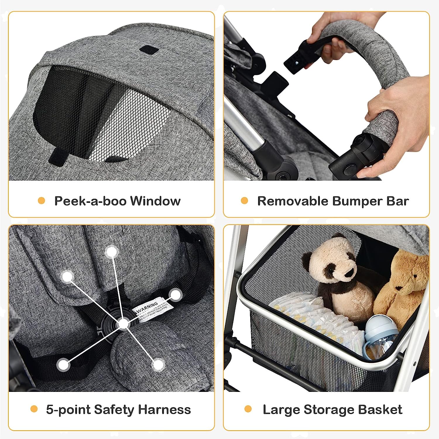 Umwandelbarer Kinderwagen, Hochformat-Kinderwagen mit umkehrbarem Sitz, abnehmbarem Fußsack, verstellbarer Rückenlehne und Verdeck, faltbarer Kinderwagen für Babys von 0–36 Monaten, Rosa