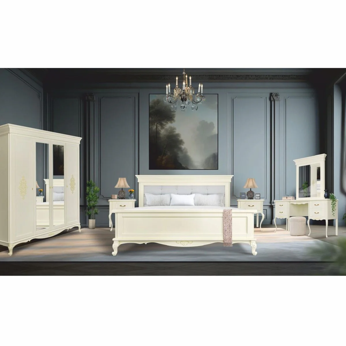 Luxury Baroque Bedroom Cabinet Cream 248 cm - Baroque Bedroom Furniture