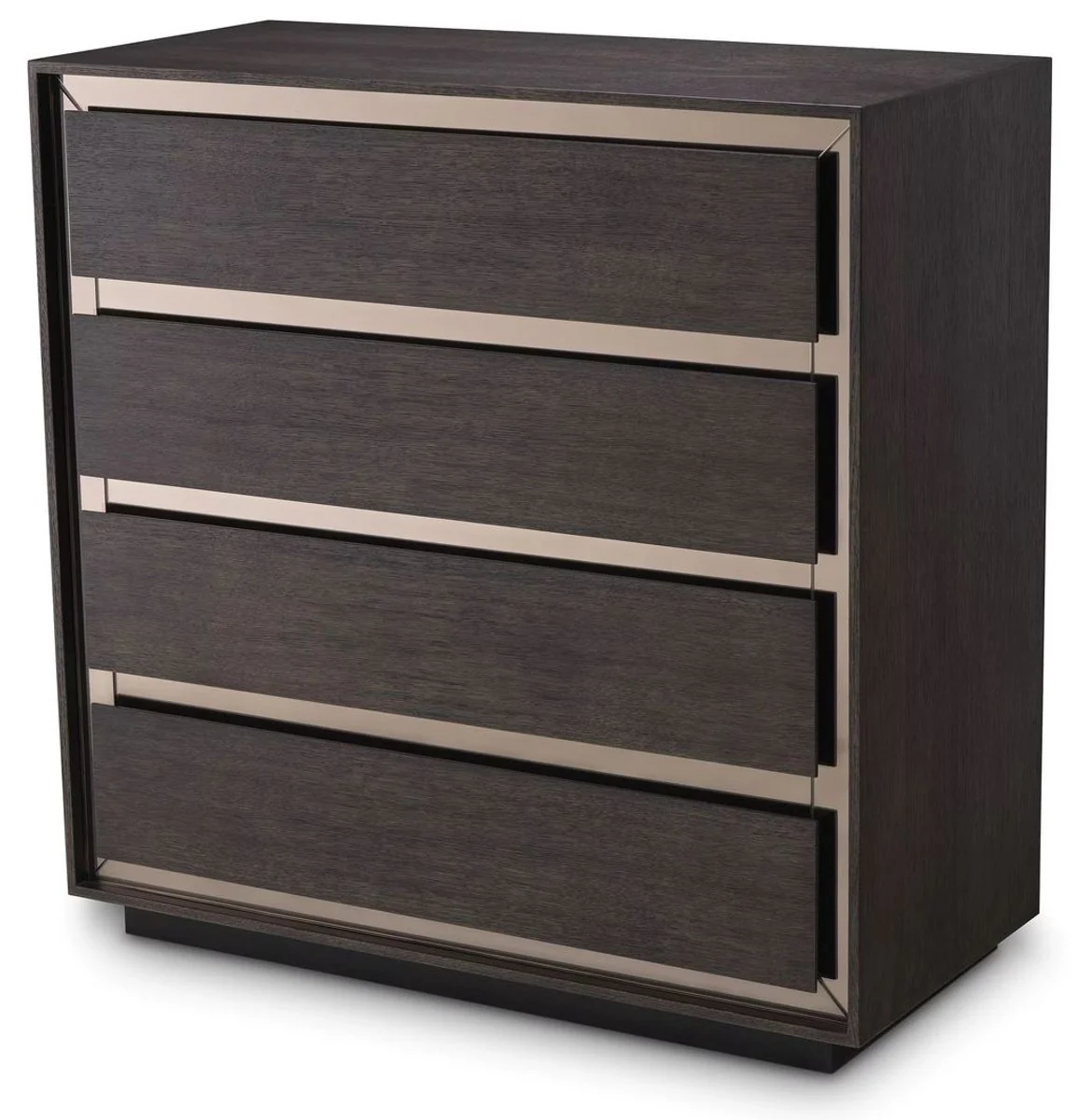 Luxury solid wood chest of drawers with 4 drawers mocha / bronze 100 x 46 x H. 100 cm - Bedroom chest of drawers - Bedroom furniture - Luxury furniture - Luxury furnishings - Luxury furniture