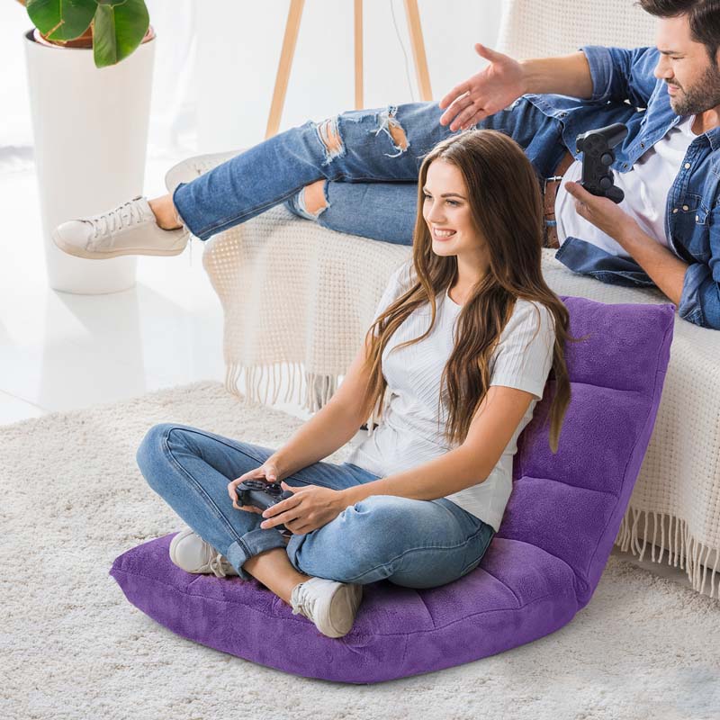Memory Foam Floor Chair, 14-Position Adjustable Folding Gaming Sofa Chair with Back Support, Chaise Lounge Sofa Bed Recliner
