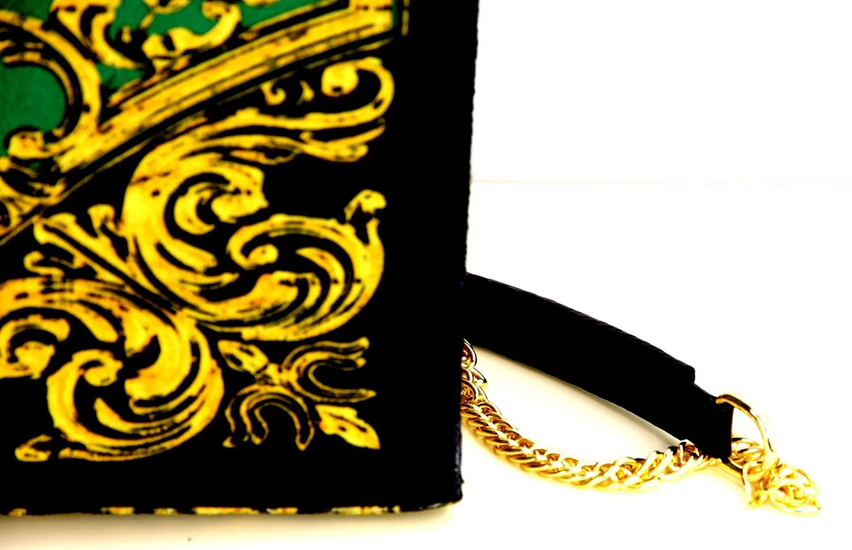 Pompöös by Luxus women's handbag crown and glitter stones green / black / gold 43 x H. 43 cm - designed by Harald Glööckler