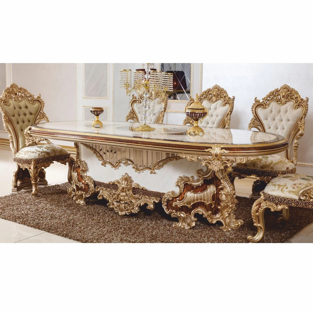 Luxury Baroque Dining Room Chair Set of 6 - Magnificent Baroque Style Dining Room Furniture