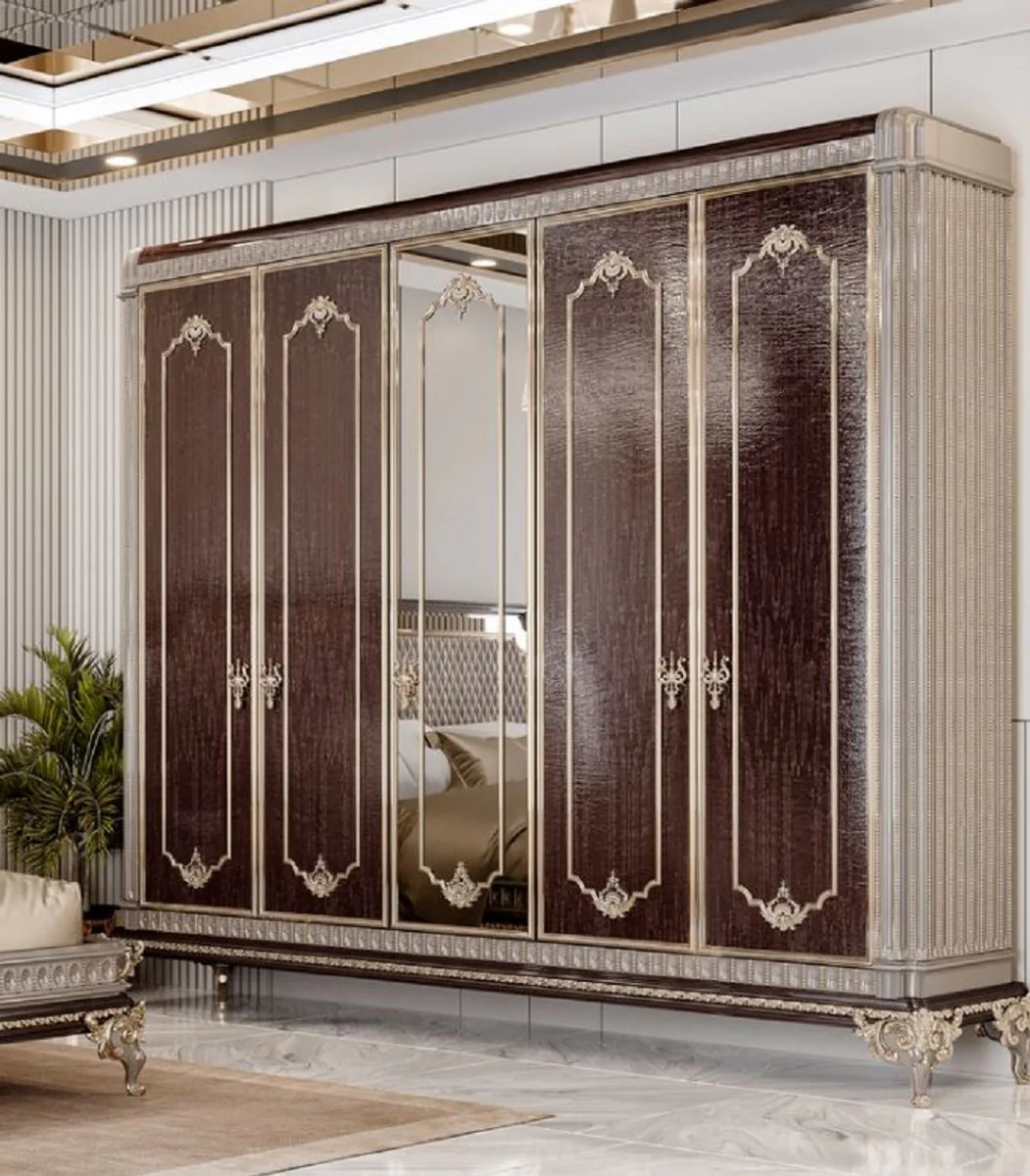 Luxury Baroque Bedroom Cabinet Dark Brown / Gray / Gold