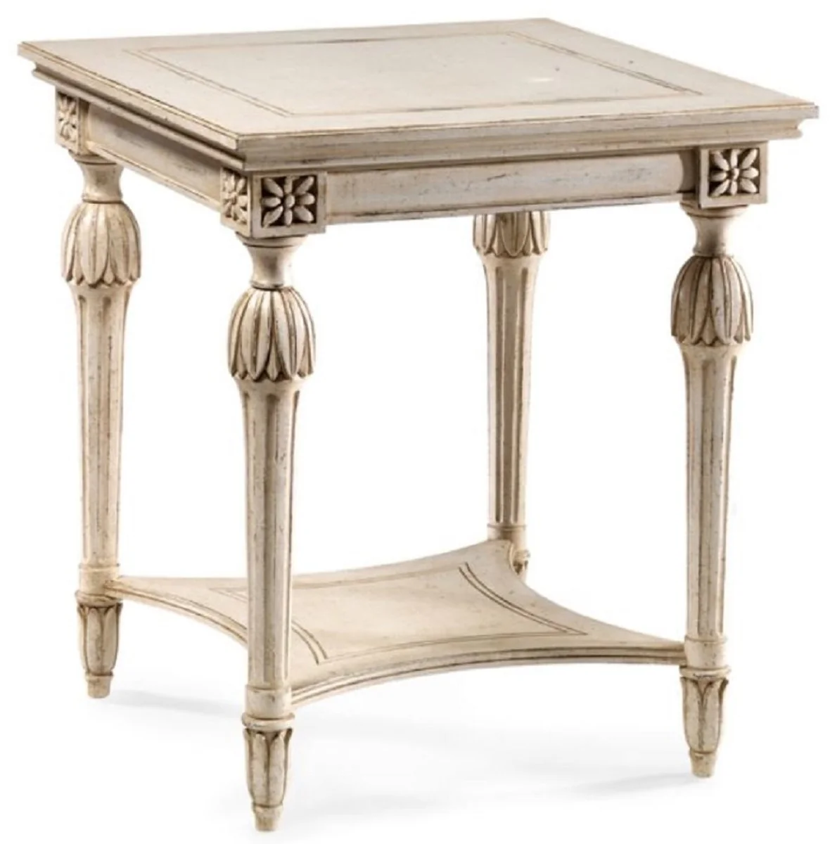 Luxury Baroque side table antique cream white / brown - Magnificent Baroque style solid wood table - Luxury furniture in Baroque style - Baroque furniture - Luxury quality - Made in Italy