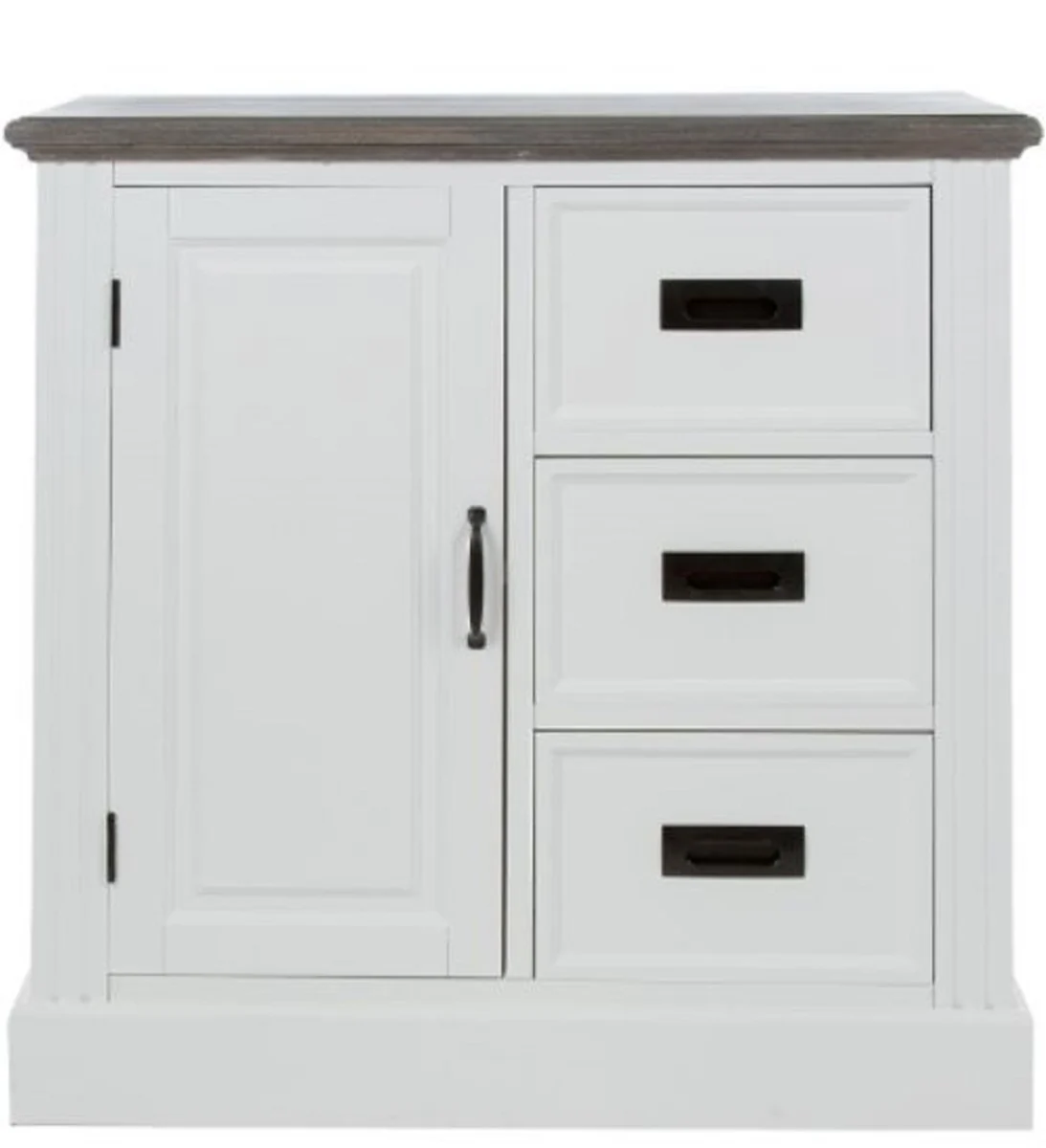 Country house style chest of drawers with door and 3 drawers white / gray 80 x 40 x H. 85 cm - country house style furniture
