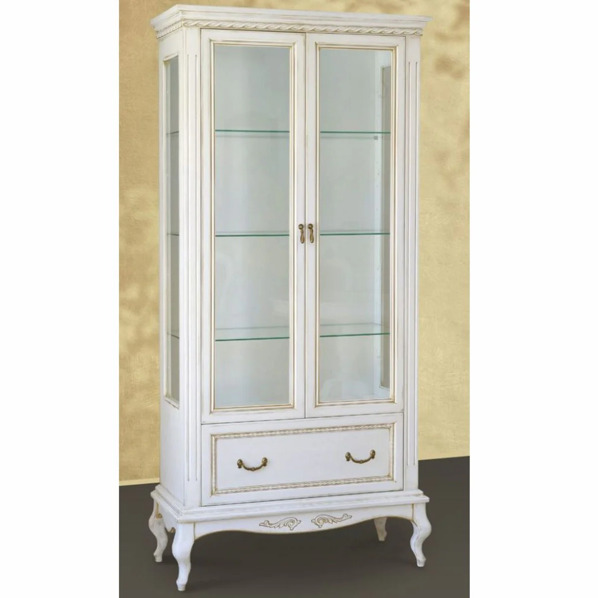 Luxury baroque display cabinet white / beige 100 x H. 210 cm - Baroque furniture