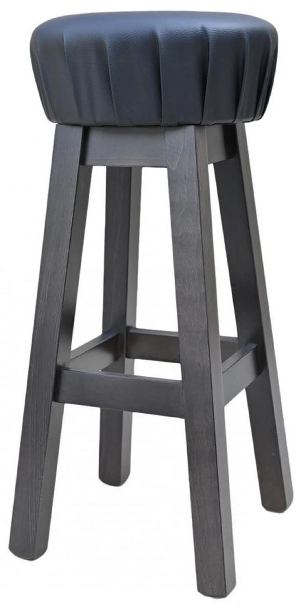Country house style bar stool black / dark brown H. 80 cm - padded solid wood bar chair