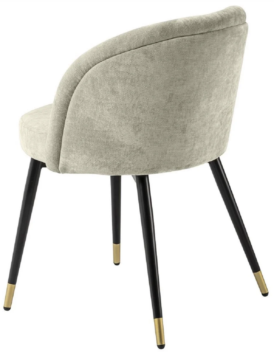 Luxury dining room chair set sand colors / black / brass 57.5 x 58 x H. 77 cm - Noble dining room chairs - Luxury dining room furniture