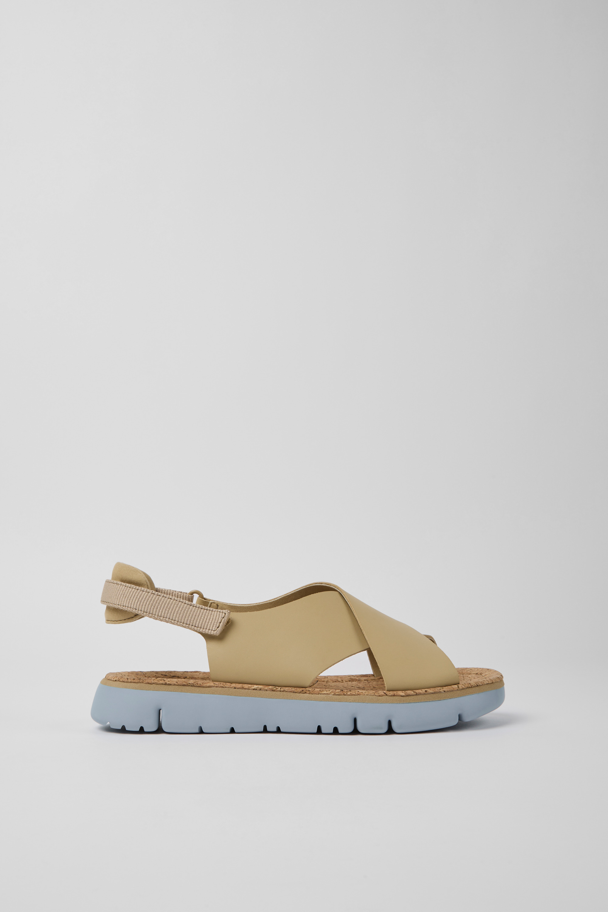 Oruga - Beige Leder und Textil Sandalen für Damen