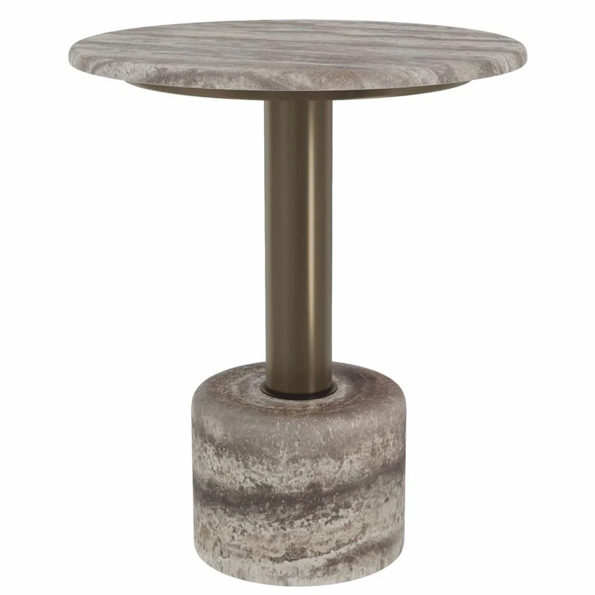 Luxury travertine side table gray Ø 50 x H. 60 cm - Travertine furniture