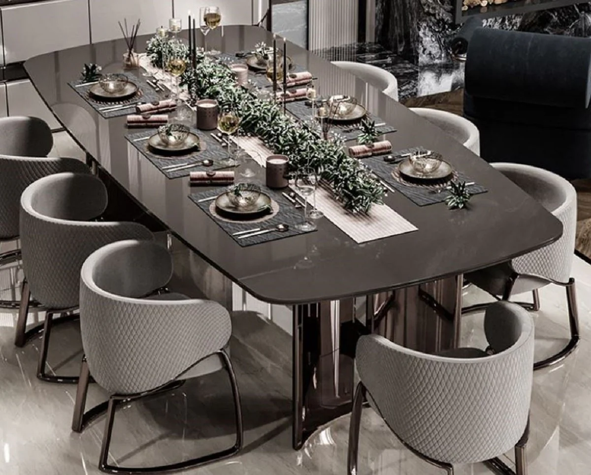 Luxury dining table gray / bronze 240.5 x 112 x H. 76 cm - Rectangular luxury kitchen table - Dining room furniture - Luxury furniture