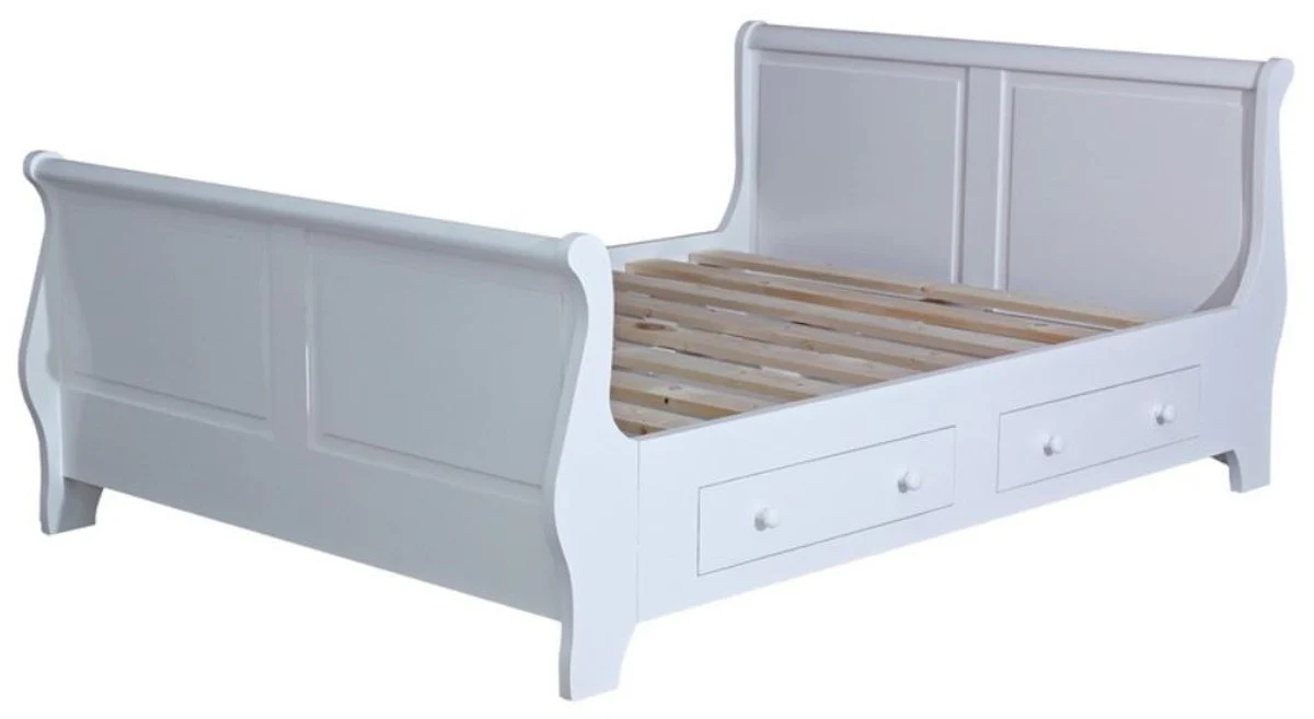 Country house style bed old white 160 x 200 cm - bedroom furniture in country house style