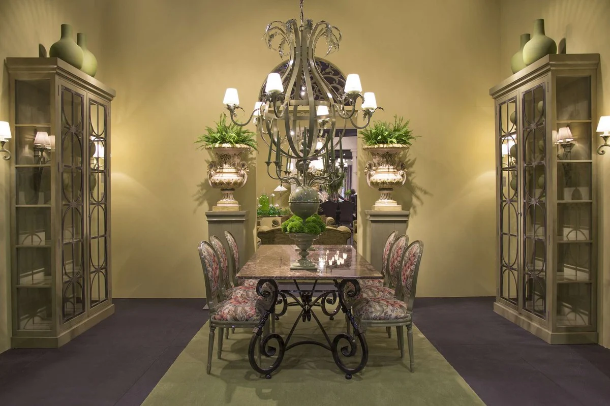 Luxury Baroque Dining Table Base Black - Hand-Forged Wrought Iron Frame - Dining Room Garden Patio Furniture