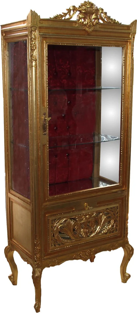 Baroque display cabinet gold / bordeaux - display cabinet - living room cabinet glass display cabinet - antique look