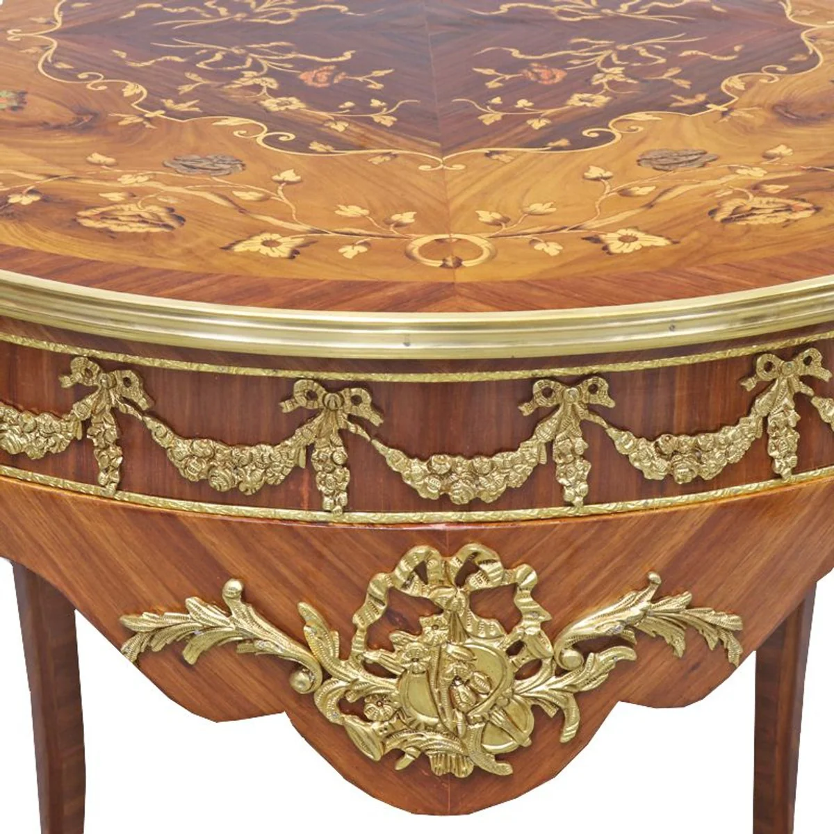 Baroque side table mahogany inlaid / gold H78 x 76 cm - Louis XVI antique style table - furniture