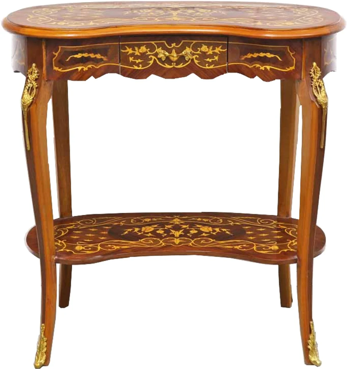 Baroque side table with drawer brown inlay - antique style side table - telephone table - furniture