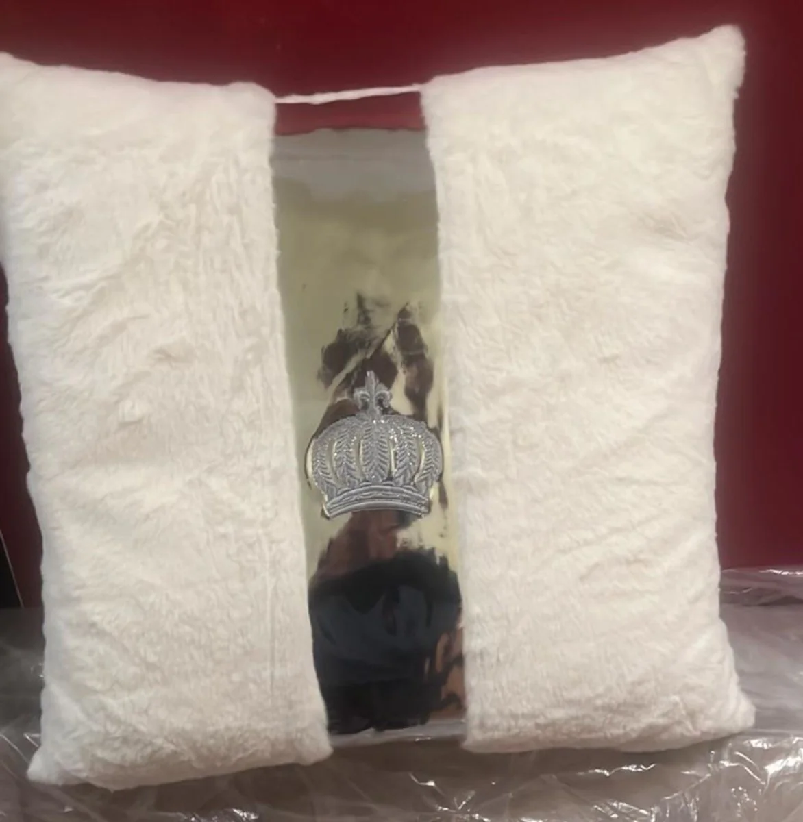 Harald Glööckler Luxus Deko Kissen Pompöös by Krone Weiß / Silber 50 cm