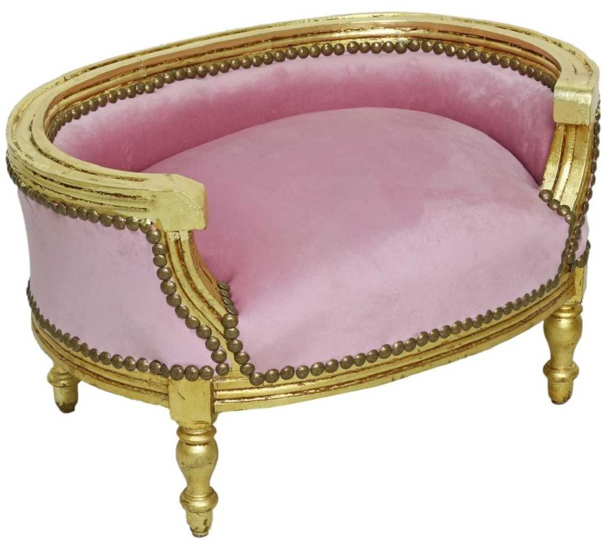 Baroque Dog Bed & Cat Bed Pink / Antique Gold - Handmade Dog & Cat Sofa in Baroque Style - Baroque Dog & Cat Furniture - Baroque Animal Furniture