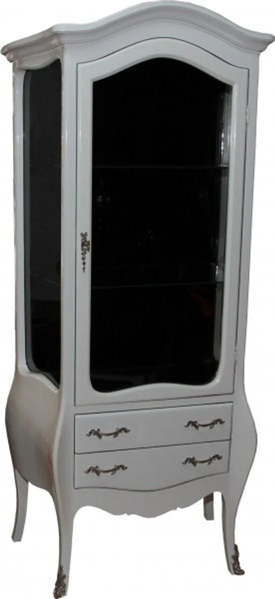 Baroque display cabinet in white/black with silver handles - display cabinet - living room cabinet