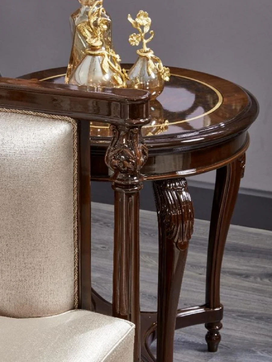 Luxury Baroque Sofa Gold / Dark Brown - Magnificent Living Room Sofa - Baroque Style Living Room Furniture - Luxury Furniture in Baroque Style - Baroque Furnishings - Noble & Magnificent