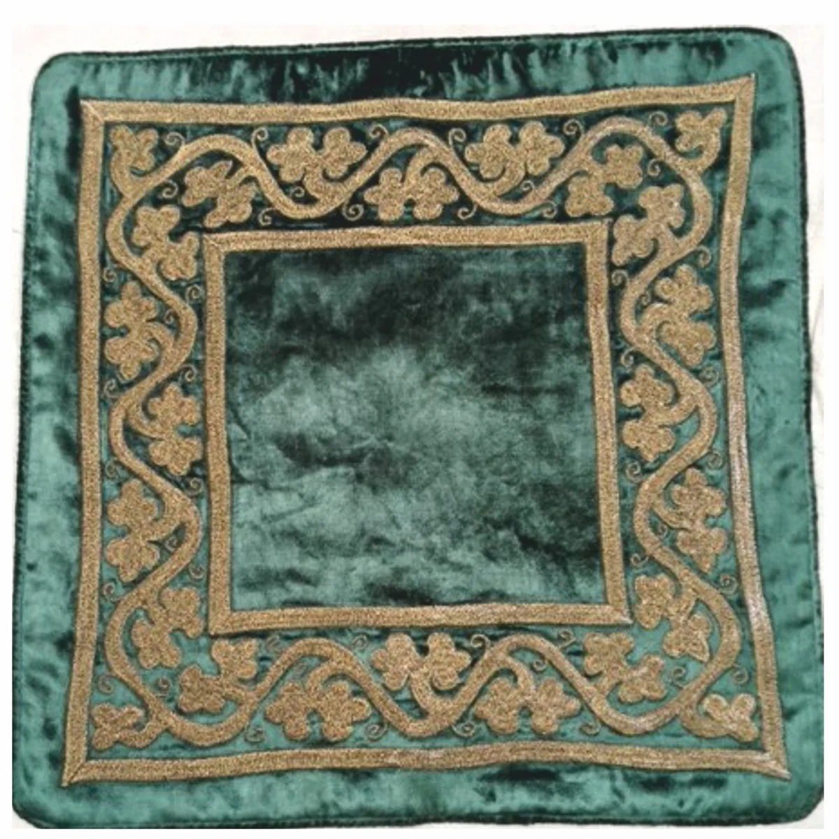 Luxury baroque silk velvet decorative cushion green / brown 45 x 45 cm