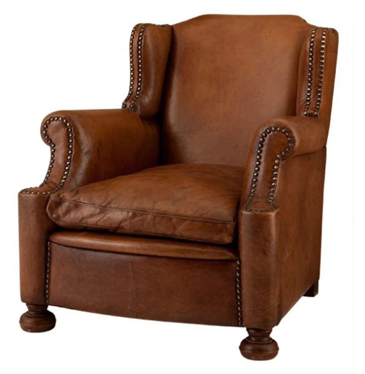 Chesterfield Luxury Real Leather Wing Chair Harvard Vintage Leather Brown from - Club Armchair