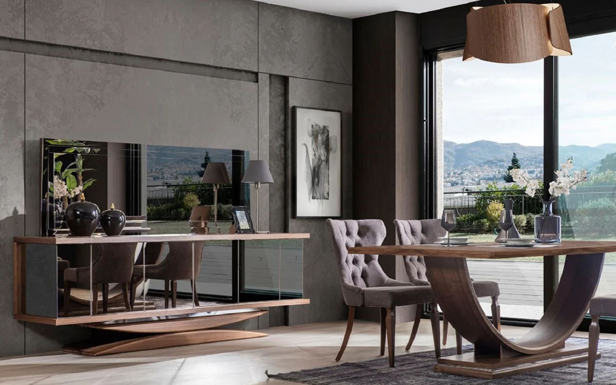 Luxury dining table brown 220 x 103 x H. 76 cm - Modern solid wood kitchen table - Luxury solid wood dining room furniture