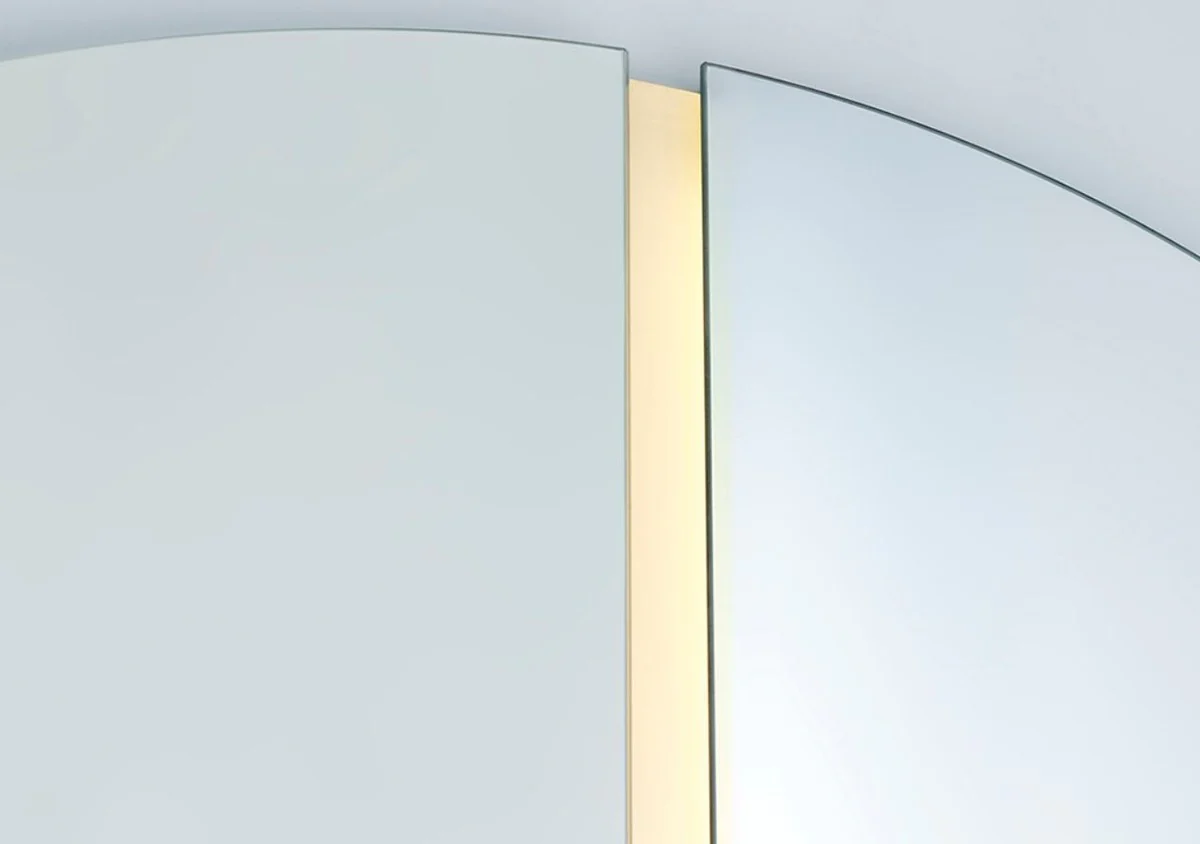 Luxury mirror 200 x 3.5 x H. 200 cm - Round wall mirror with LED strips - Living room Hotel Restaurant Boutique mirror