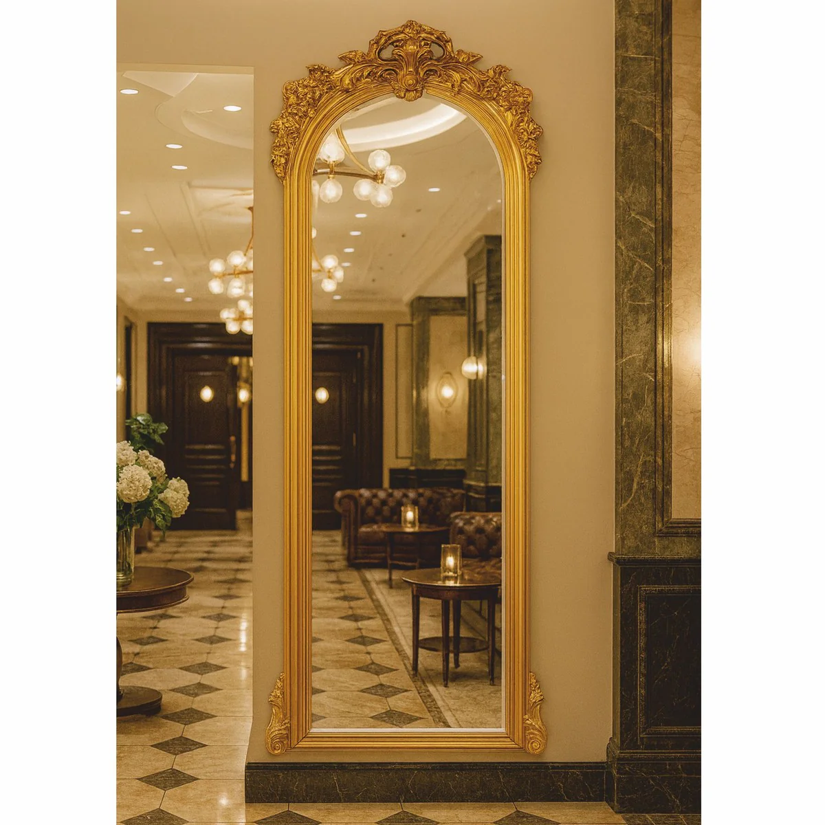 Luxus Barock Spiegel Gold H. 180 cm - Barock Möbel - Made in Italy