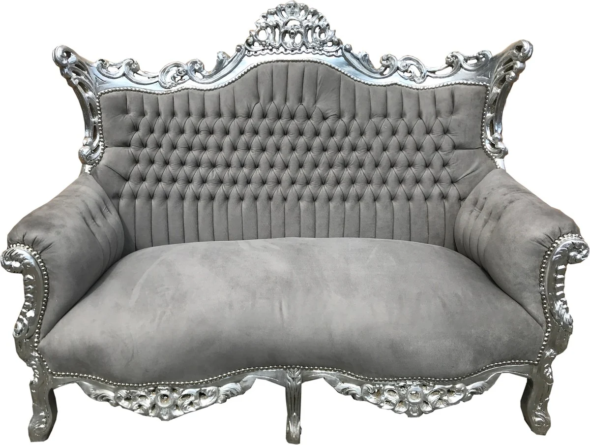 Baroque 2-seater sofa Master gray / silver - antique style furniture