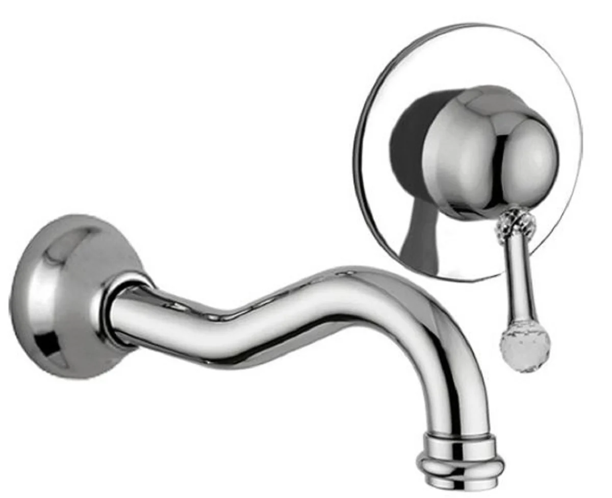 Luxury washbasin 2-hole wall fitting with Swarovski crystal glass silver - washbasin fittings set - single lever mixer & tap - nostalgic bathroom accessories