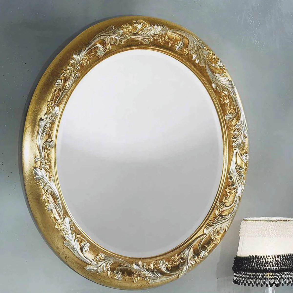 Luxury Baroque mirror gold / silver Ø 105 cm - Baroque furniture - Made in Italy