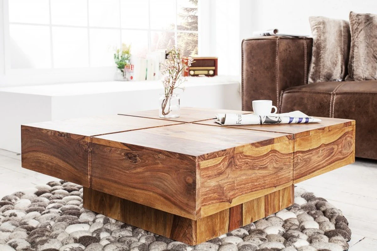 Designer solid wood coffee table natural 80 x 30 cm - salon living room table