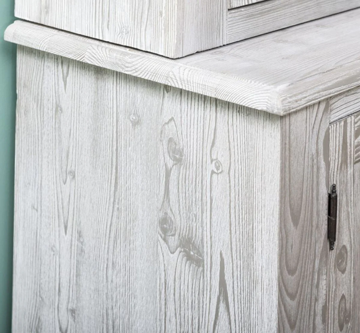 Country house style kitchen cabinet gray / white 244 x 47 x H. 225 cm - 2-part cabinet with 6 doors and 12 drawers - country house style kitchen furniture