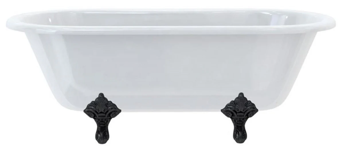 Luxury Art Nouveau bathtub white / black 169 x 74.5 x H. 62 cm - Freestanding retro acrylic bathtub - Retro bathroom furniture