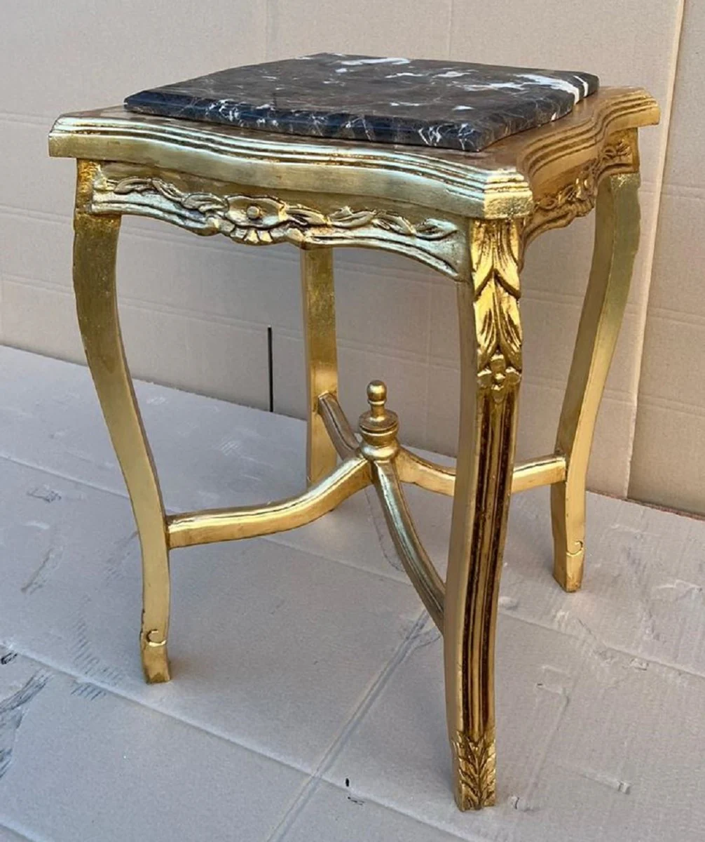 Baroque side table gold / black - antique style solid wood table with marble top - antique style furniture - baroque furniture
