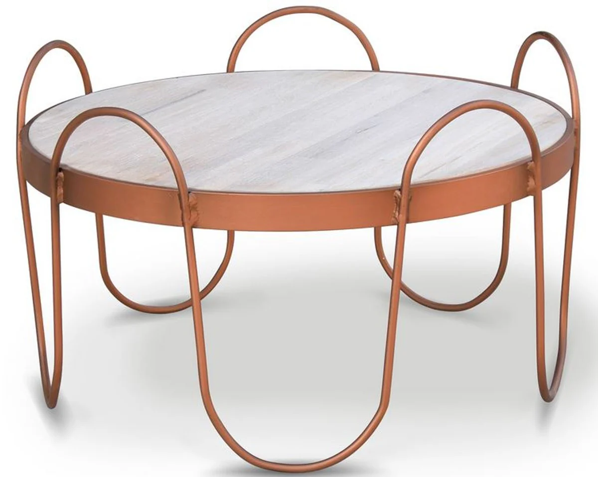 Solid wood coffee table - Various colors & sizes - Round living room table with rustic oak table top and steel frame - Living room furniture