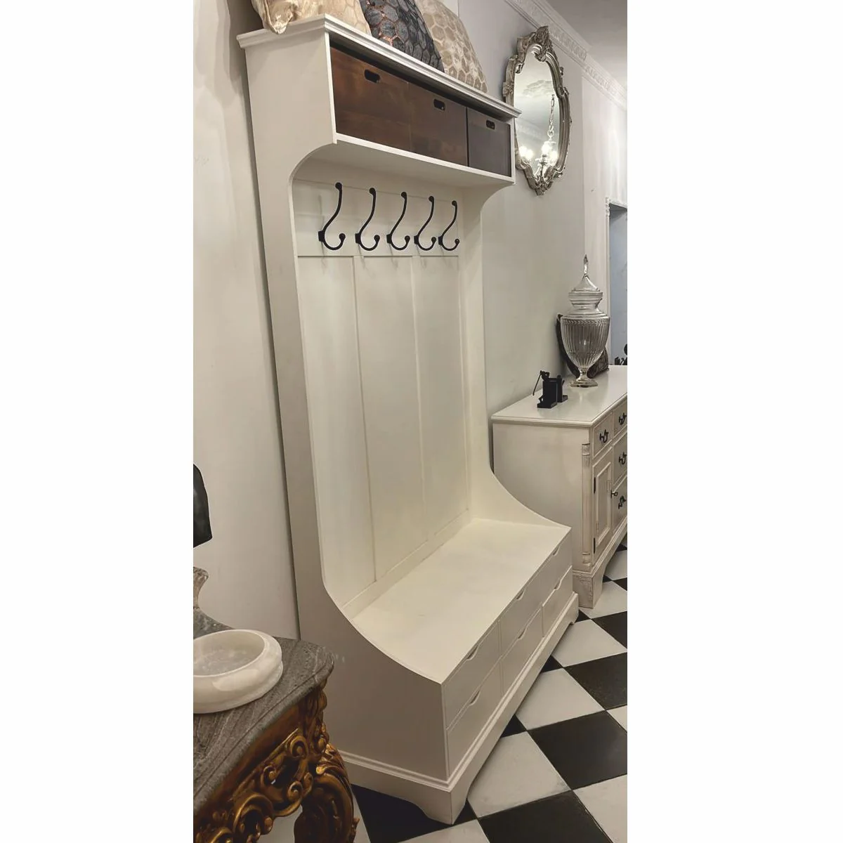 Country house style wardrobe white / dark brown 140 x 50 x H. 220 cm - exhibition piece