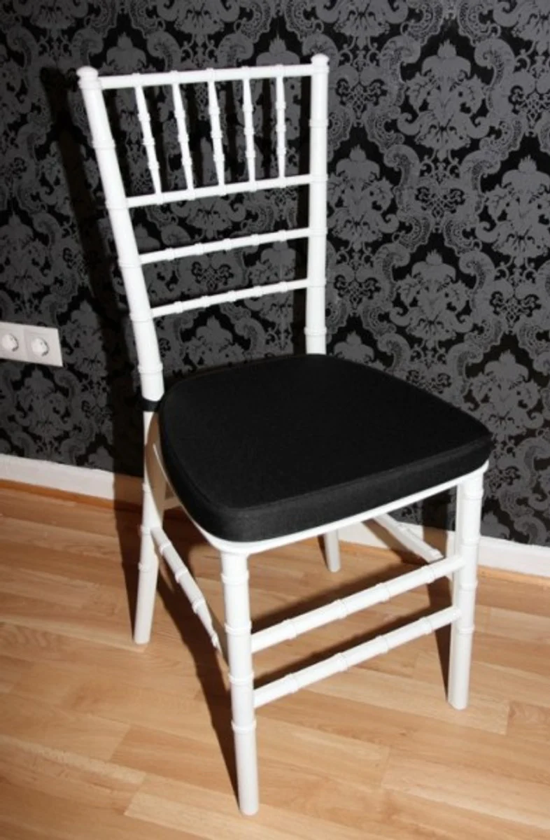 Designer acrylic chair including seat cushion white/black - Ghost Chair white - Polycarbonate furniture - Polycarbonate chair - Acrylic furniture - Ghost chair