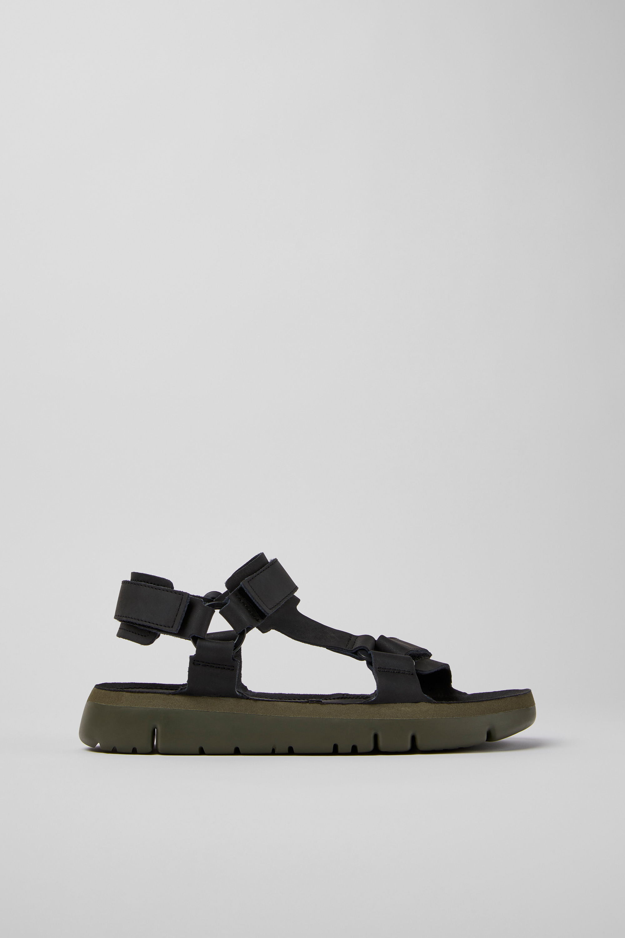 Oruga - Schwarze Leder Sandalen für Herren