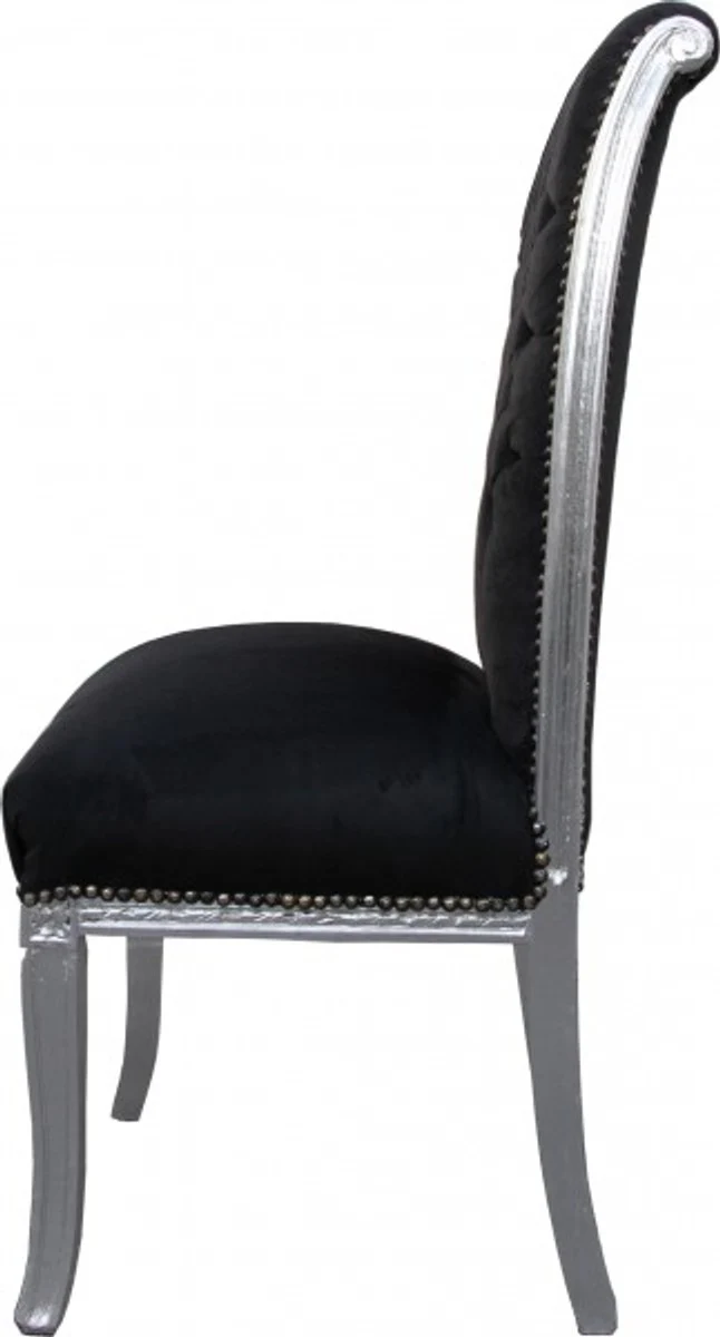 Baroque high-back dining room chair black/silver - high-back chair furniture