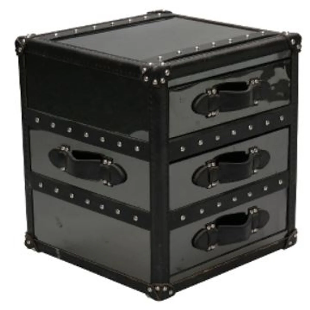 Luxury side table with 2 drawers black 52 x 48 x H. 50 cm - handmade side table in a suitcase look