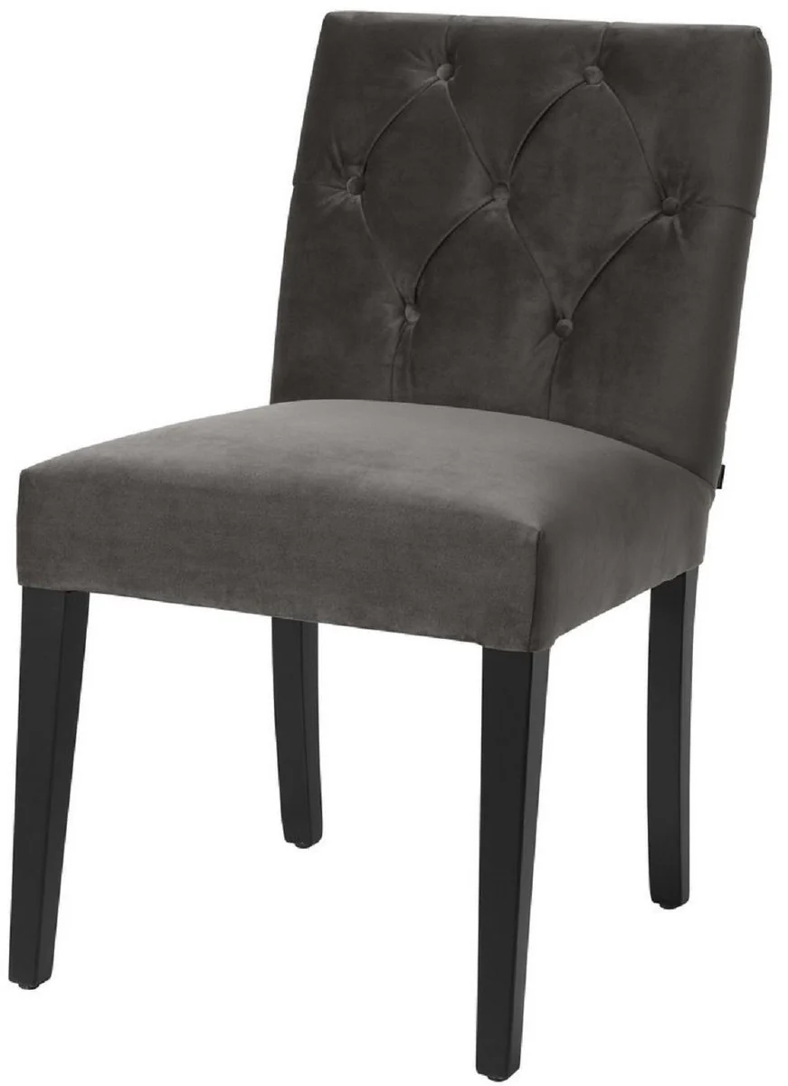 Luxury dining room chair gray / black 51 x 64 x H. 90 cm - Chesterfield kitchen chair with elegant velvet fabric - Luxury dining room furniture